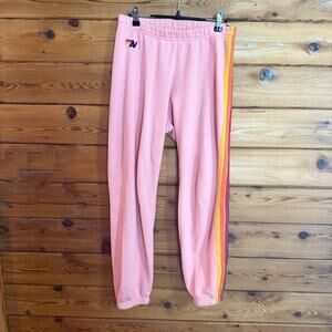 Aviator Nation 5 Stripe Sweatpants Neon Pink Medium